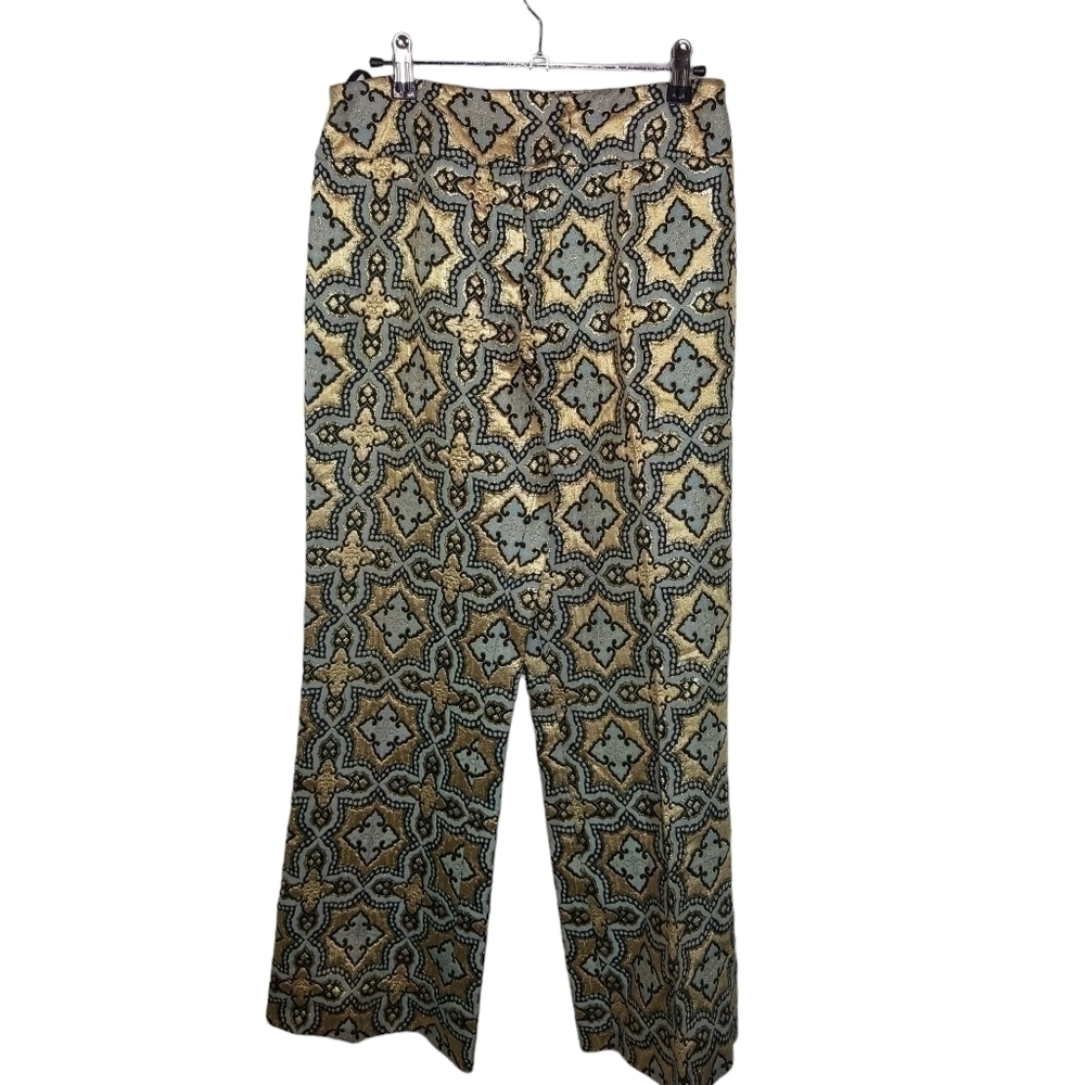 Vtg 70s metallic lurex mosaic trousers pants - Picture 3 of 11